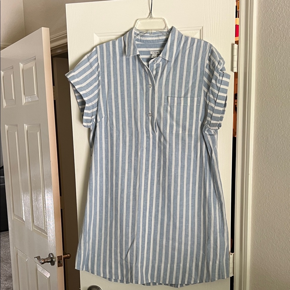 J. Crew Blue and White Striped Dress
